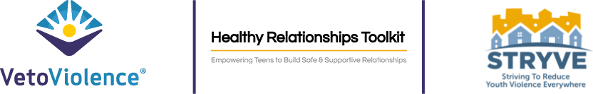Logos for VetoViolenvce, Healthy Relationship Toolkit, and Stryve