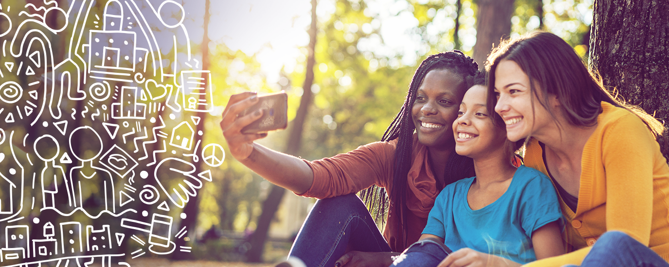 Three people smiling and clapping