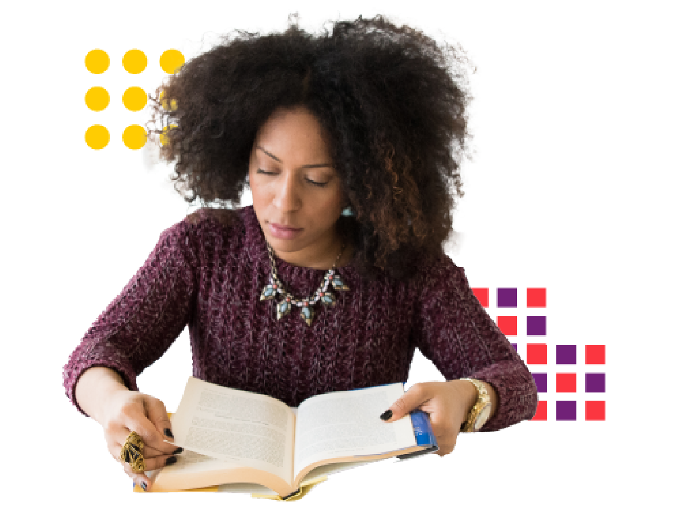 woman reading a book