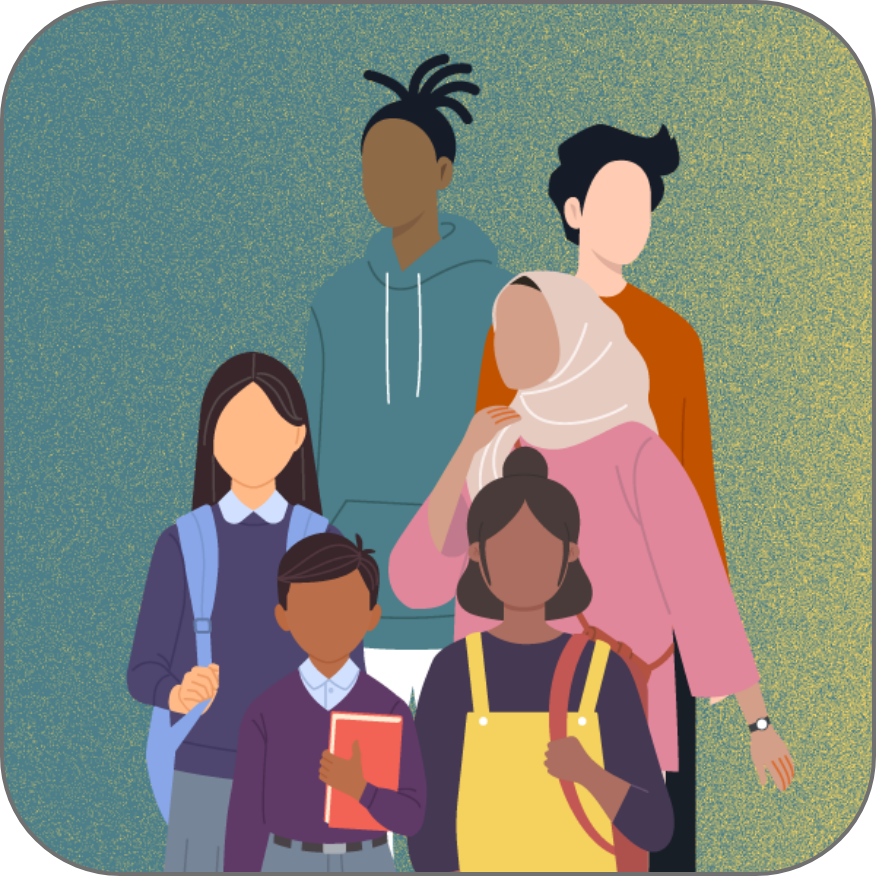multi-ethnic family drawing